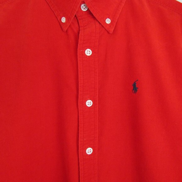 VINTAGE RALPH LAUREN BOY'S 12/14 M RED CORDUROY SHIRT, CHRISTMAS PARTY, HOLIDAYS - Picture 2 of 5